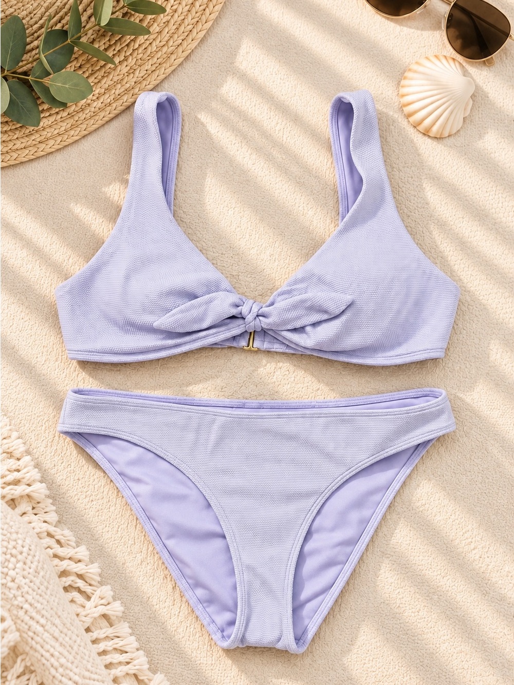 Hollister Lilac Textured Bikini Set Size Medium